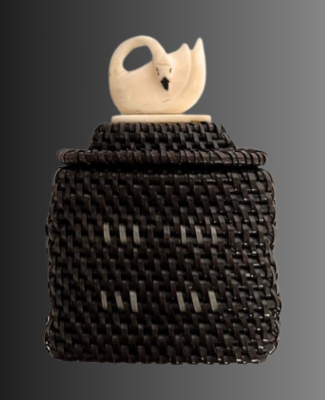 Baleen Basket with Sleeping Swan Finial