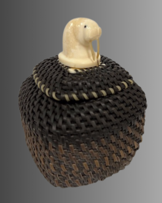 Square Baleen Basket with Walrus Head Finial