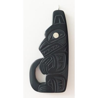 Haida Wolf Argillite Pendant