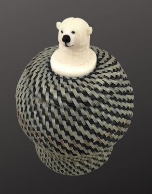 White Baleen Basket with Polar Bear Finial