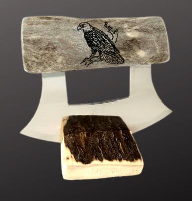 Ulu Knife with Eagle Scrimshaw Handle