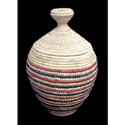 Coiled Grass Basket with Circular Design