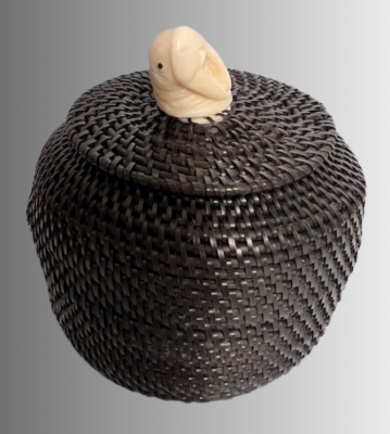 Baleen Basket with Walrus Head Finial