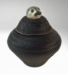 Large Baleen Basket by Carl Hank with Spotted Seal Head Finial