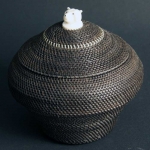 Large Baleen Basket with Walrus Ivory Bear Head Finial