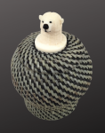 White Baleen Basket with Polar Bear Finial