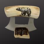 Ulu Knife with Bear Scrimshaw Handle