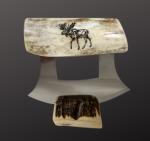 Ulu Knife with Scrimshaw of Large Moose