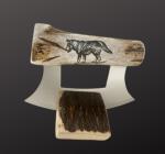 Ulu Knife with Scrimshaw of a Wolf